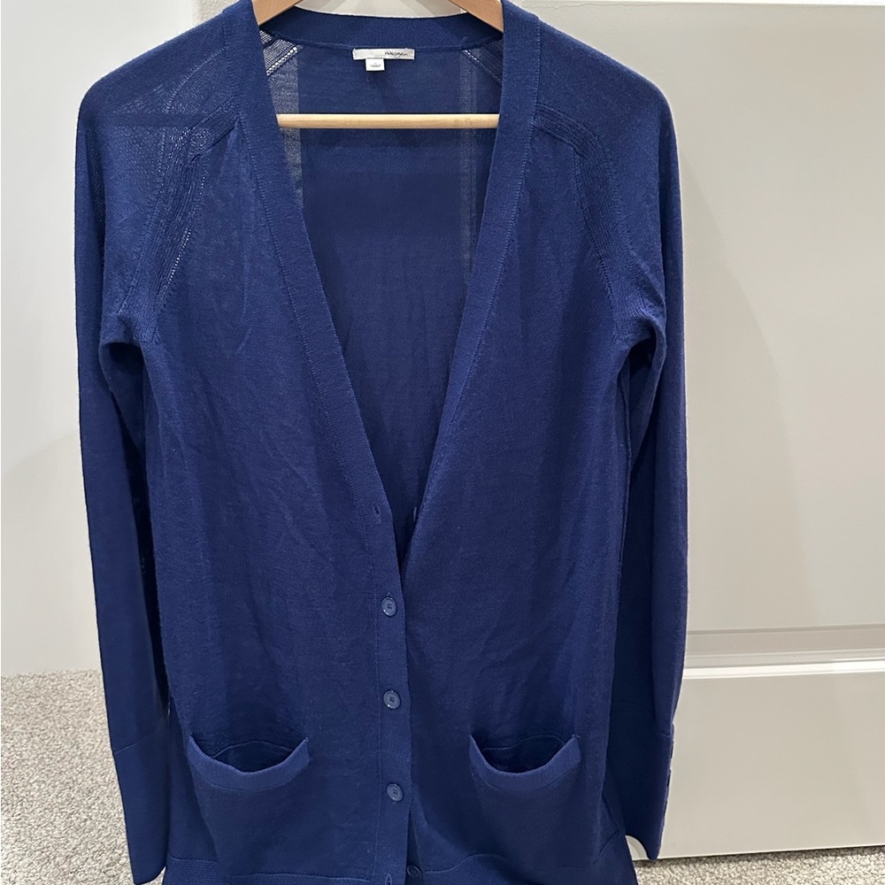 Nordstrom Halogen Marino Wool Blue Women's Cardigan Sweater